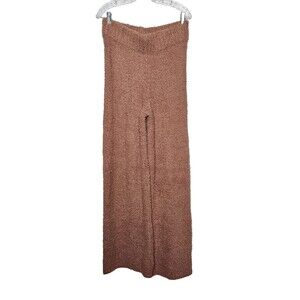 SKIMS Cozy Knit Pants Womens L/XL Rose Clay Pull On Wide Leg Lounge 35" Inseam